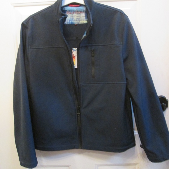 new ROBERT GRAHAM men's navy blue front zipper FLEECE LINING jacket Sz M
